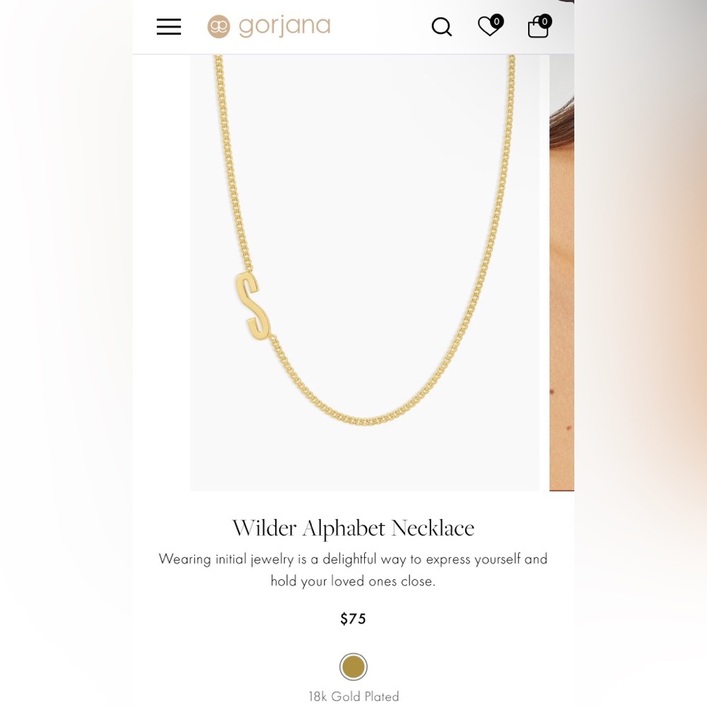 Gorjana Gold Initial Necklace & Bracelet “S”